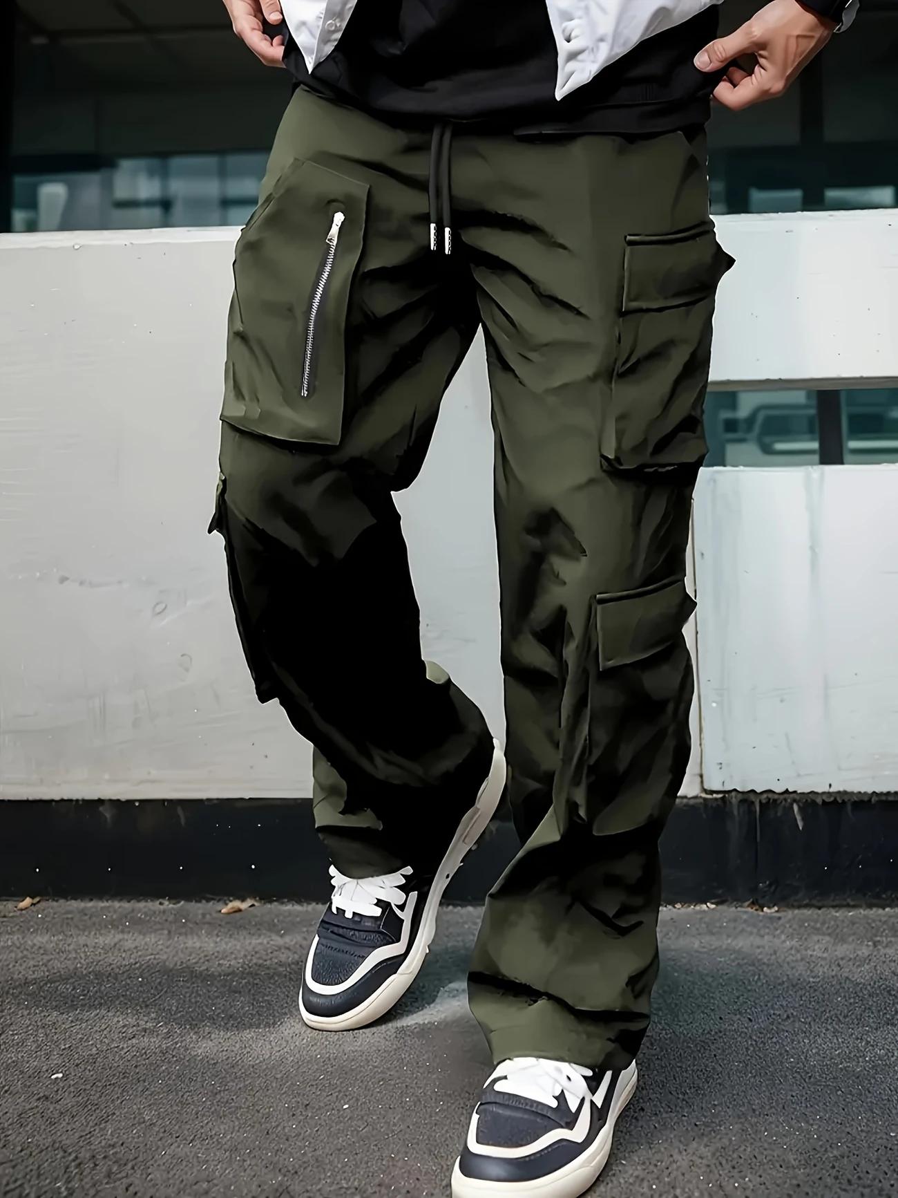 3-Pack Men's Casual Cargo Pants Zipper Detail Multi-Pocket Durable Work Trousers