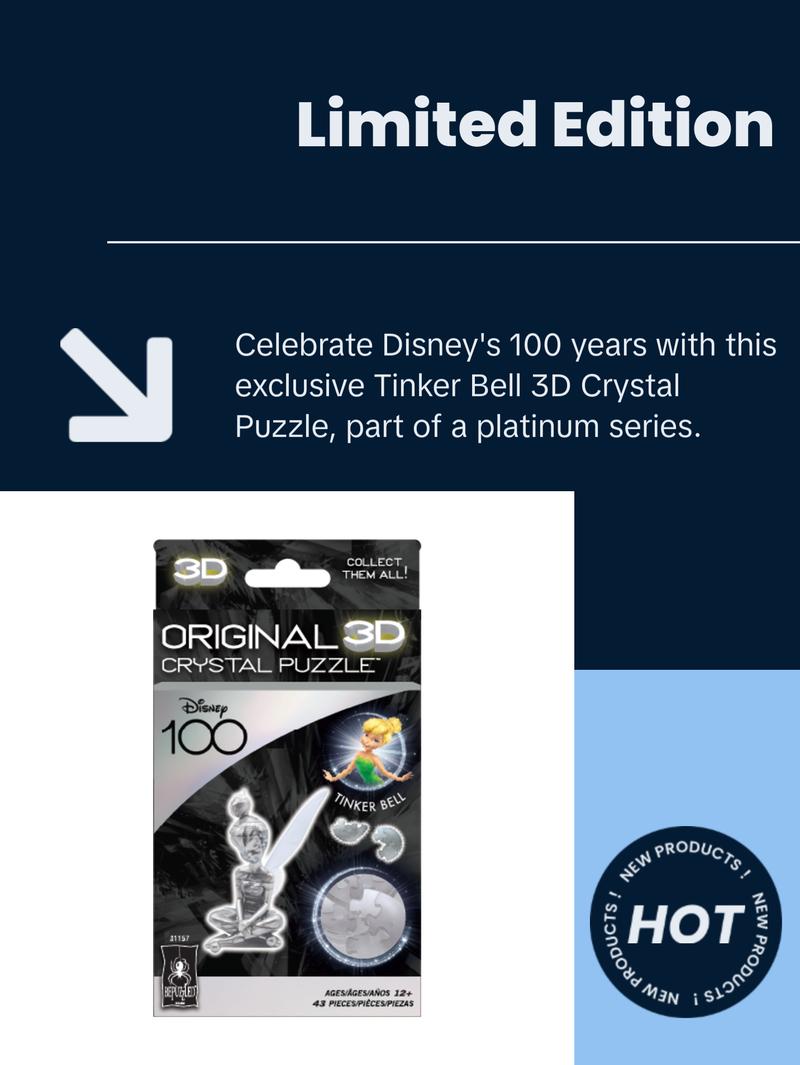 3D Crystal Puzzle - Disney 100 Platinum Edition - Tinker Bell: 43 Pcs
