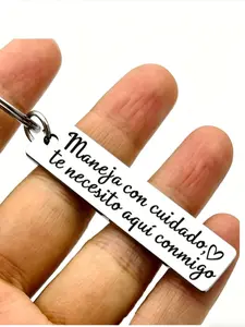 Spanish Keychain with Heart Design, Drive Safe Message, Stainless Steel, Perfect Thoughtful Gift for Dad, Boyfriend, Husband, Valentine’s Day
