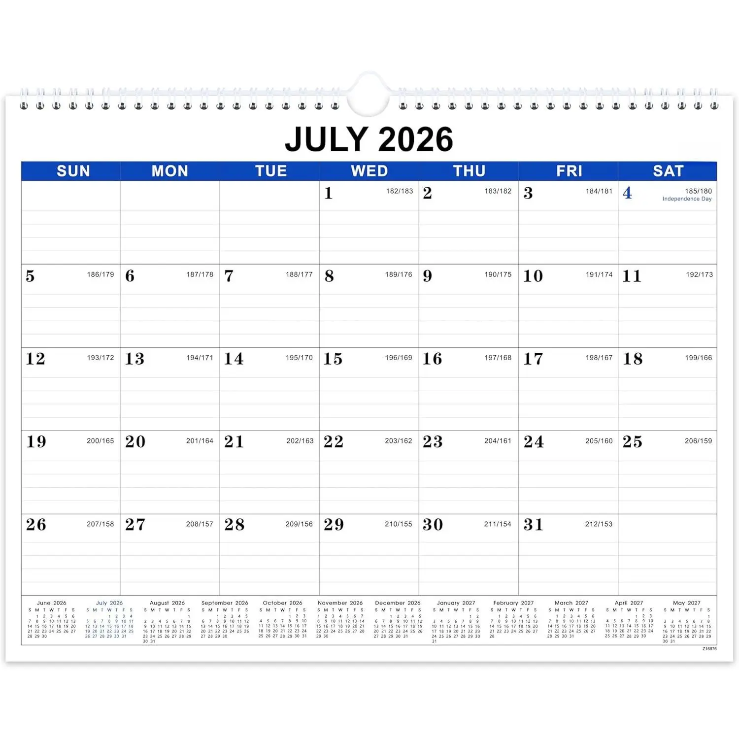 2026-2027 Wall Calendar - 18 Months Wall Calendar, July 2026 - December 2027, 15" x 11.5", Large Writing Blocks, Suitable for   the Wall