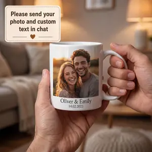 [[[[Please send your photo]]]] in chat Personalised Photo Mug with Text Custom Picture Coffee Mug Gift for Her Send Photo & Custom Text in Chat