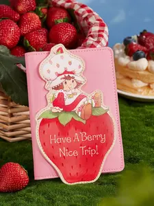 Strawberry Shortcake X SHEIN Cartoon Character & Strawberry Pattern Passport Holder, Valentine's Day