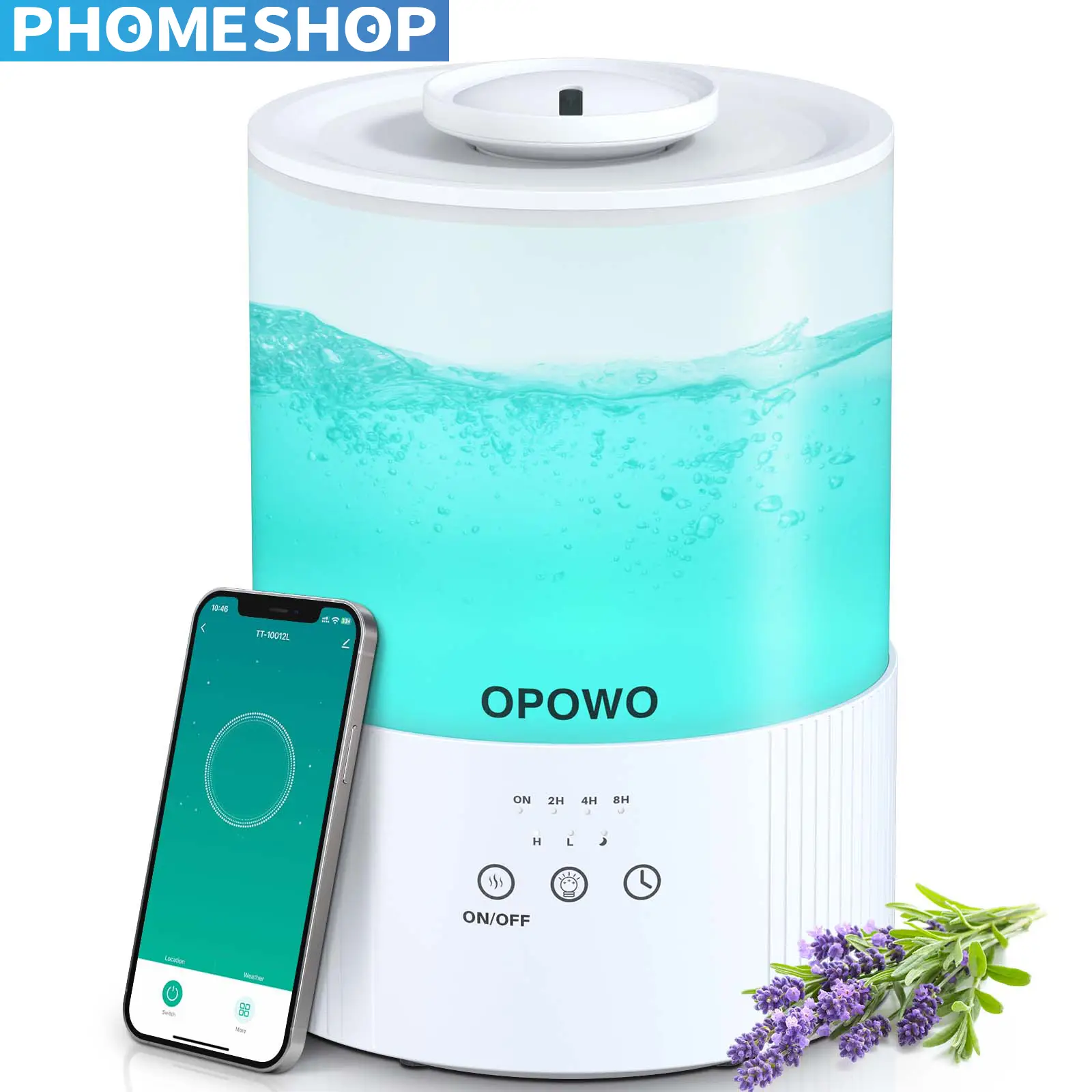 Phomeshop OPOWO Humidifiers for Bedroom Large Room, 2.5L Cool Mist Humidifiers for Baby Plants, managing power, mist levels, night lights, sleep m