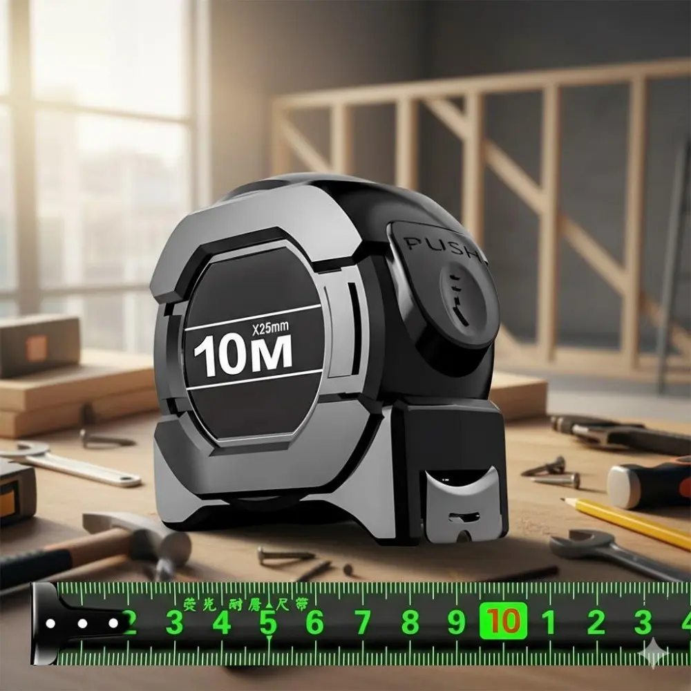 Professional Glow-in-Dark Steel Tape Measure, Waterproof Anti-Rust, High Precision, Heavy Duty and Portable, 5m 7.5m for Construction, Carpentry, and Night Work.