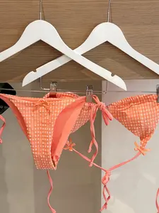 Coral Gingham Bikini