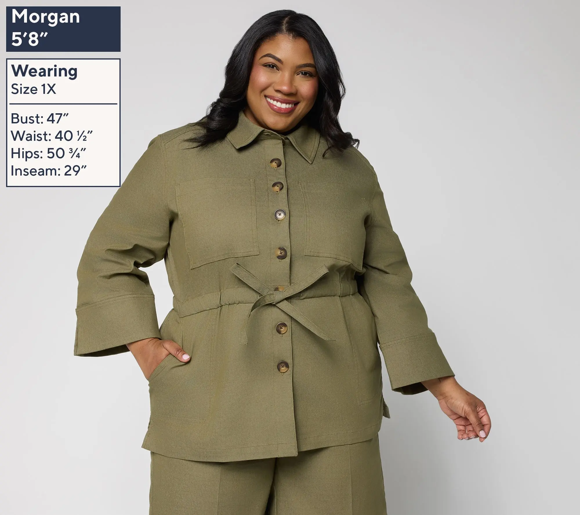 Martha Stewart Signature Denim Shacket with Drawcord Waist
