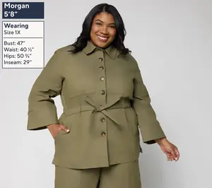 Martha Stewart Signature Denim Shacket with Drawcord Waist