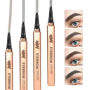 Long-Lasting Waterproof Eyebrow Pencil, Sweatproof Liquid Eyebrow Pen, Four-Tip Fork Design, Colors, Natural Look