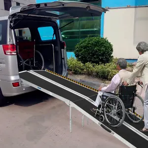 Wheelchair Ramp, 90cm/3FT Portable Folding Mobility Scooter Ramp with Non-Slip Surface & Reflective Safety Strips, 280kg Capacity Heavy Duty Aluminium Suitcase Ramp for Steps, Stairs, Vans & Doorways