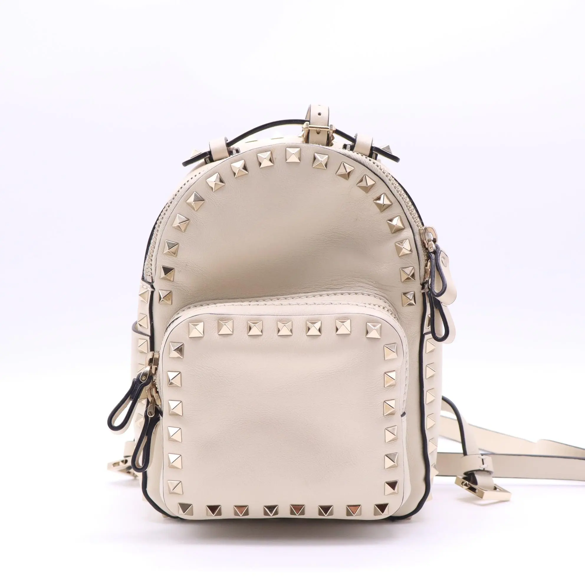 Pre-owned Valentino leather Backpacks Garavani Rockstud Mini Backpack twins B21685