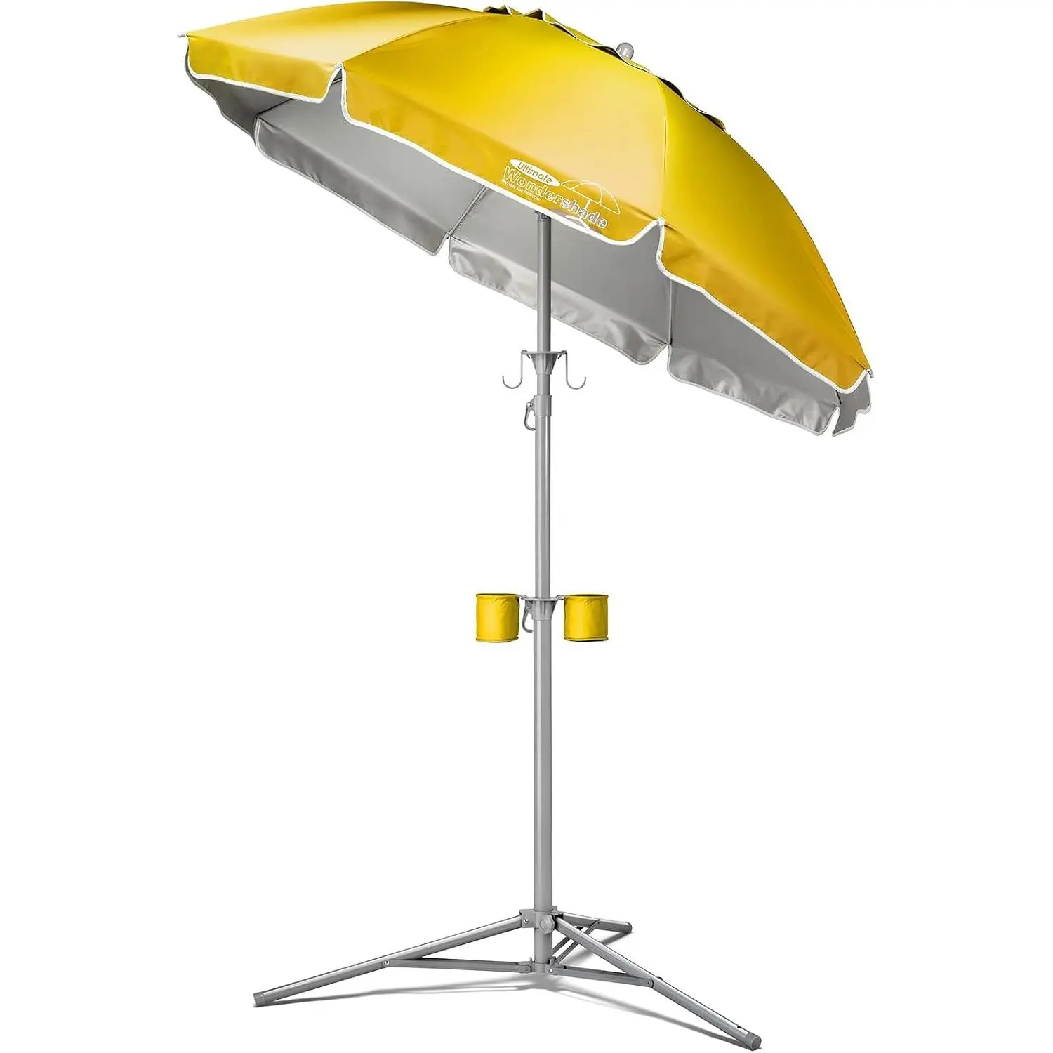 Portable Sun Shade Umbrella for Park, Beach - Lightweight, Adjustable, Instant Sun Protection, Synthetic, 3' to 8' Tall, 60" Diameter, Yellow