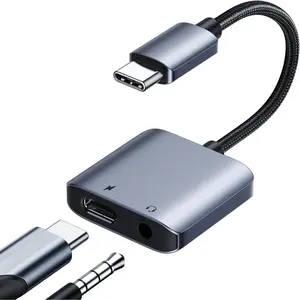USB-C to 3.5mm Audio Adapter with PD 60W  , [Plug and Play] 32bit/384kHz Type C to Headphone Jack Adapter Dongle  Aux to USB C for iPhone17 16 15 Pro Max