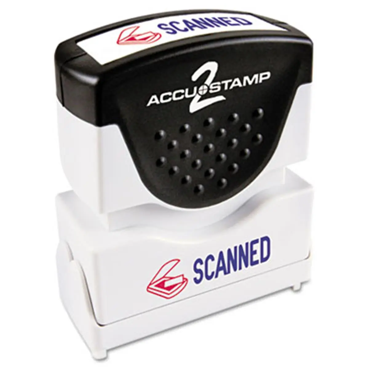 212 MAIN Accustamp2 Custom Book Shutter Message Stamp - Anti-Bacteria, Scanned Message, Rubber Grip, Red-Blue Ink, 1.63x0.5in - for Scrapbooking & DIY Stamping Hobbies, Custom Book Stamp