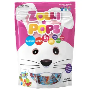 Zolli Candy Easter Bunny Zero Sugar Zolli Ball Pops Assorted Fruit Flavors 5.2oz Pouch Sweet Snack No Artificial Colors