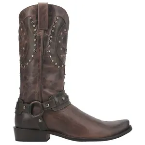 Dingo Mens War Eagle Studded Square Toe Pull On Casual Boots Mid Calf - Brown Dingo Mens War Eagle Studded Square Toe Pull On Casual Boots Mid Calf - Brown