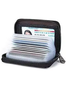 Credit Card Holder Wallet RFID Blocking Secure Card Case ID Case Organizer Zipper Wallet (A-Classic Black)