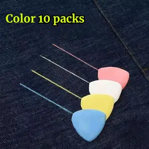 10pcs Sanjiao Tailor Chalk, Sewing Fabric Chalk And Hemming Fabric Marking Pen, Triangle Tailors Chalk Set: Suitable for All Types of Fabrics, Sewing Supplies for Quilting, Sewing Accessories Hemming Fabric Marking Pen with Mixed