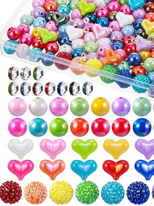 300pcs Bead Accessories Set, Heart Bow Knot Spacer Beads, Jewelry Making Supplies, Beading Making, DIY Craft Kit (Does not include a ballpoint pen.)
