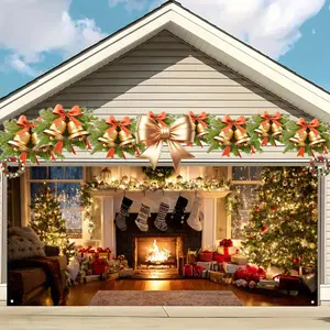 Christmas Garage Door Banner Outdoor Decoration, Yard Sign Banner, Large Fabric Gate Cover, Perfect for Holiday Wall Art, Photo Booths, Weddings, Parties