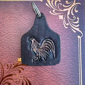 Leather Cattle tag / cow tag keychain