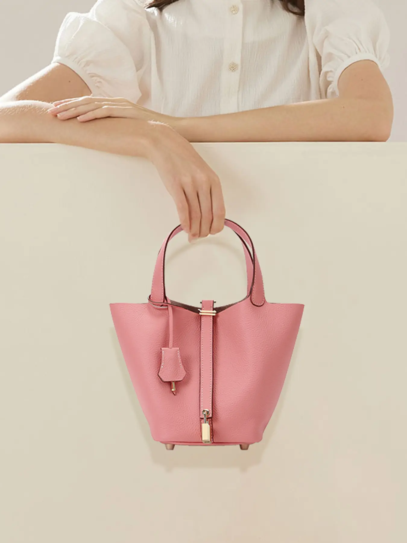 SADI Women’s Cowhide Solid Leather Handbags, with Pouch Bag as Gift. Casual Style for Everyday Use, Unique Bags, Stylish Shopper Handbag, Classic Casual Handheld Picnic Basket - Women's Bag 18cm summerwins
