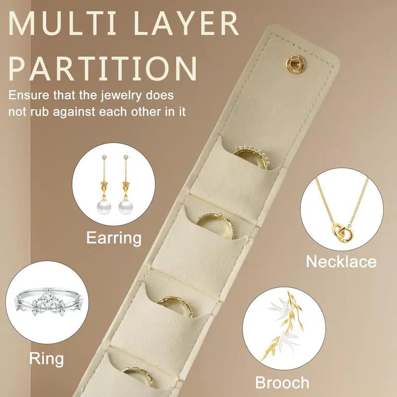 Mini travel jewelry pouch, travel jewelry roll pouch, with buckle, foldable multi-functional travel jewelry bag, small jewelry box (earrings, rings, necklaces).