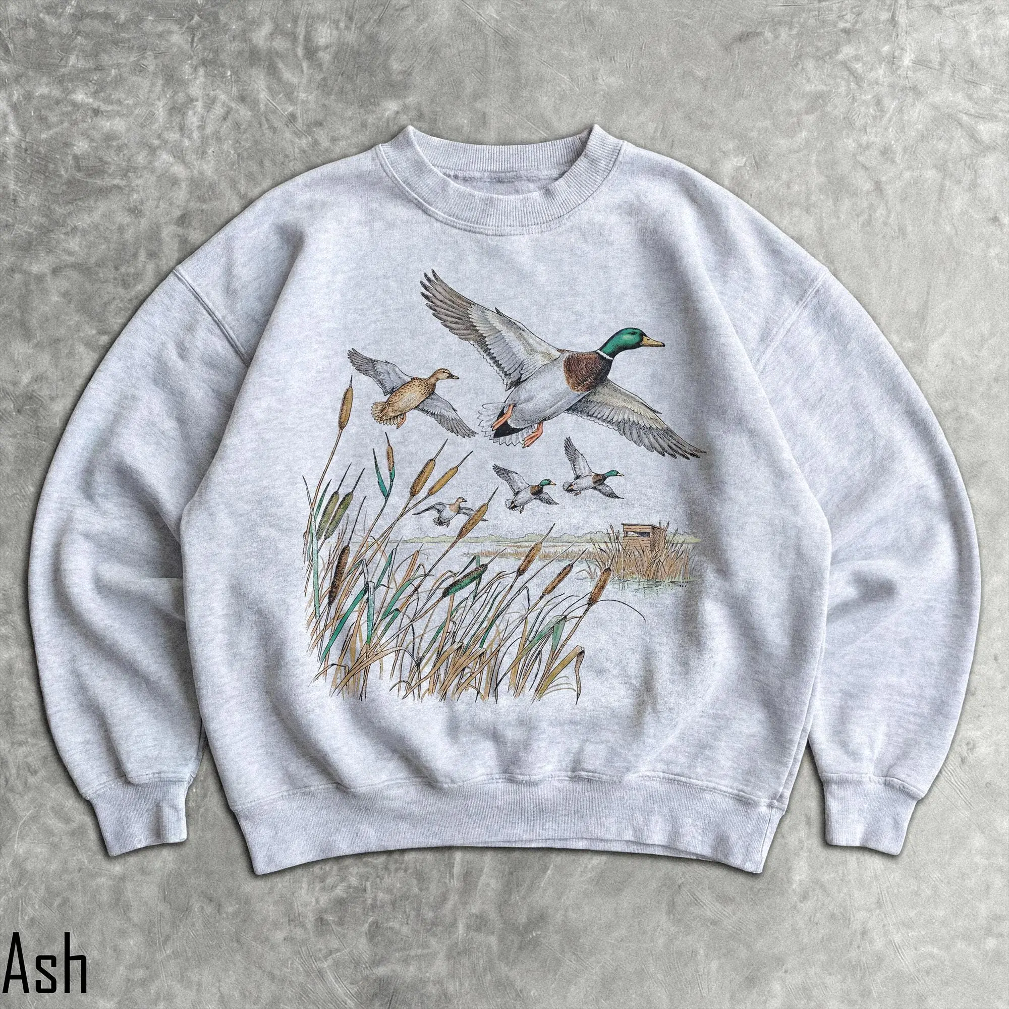 90s Mallard Ducks Sweatshirt - Unisex Men & Women's Graphic Sweater - Vintage Pond Scene - Retro Nature Nostalgia Crewneck - Cute Pullover