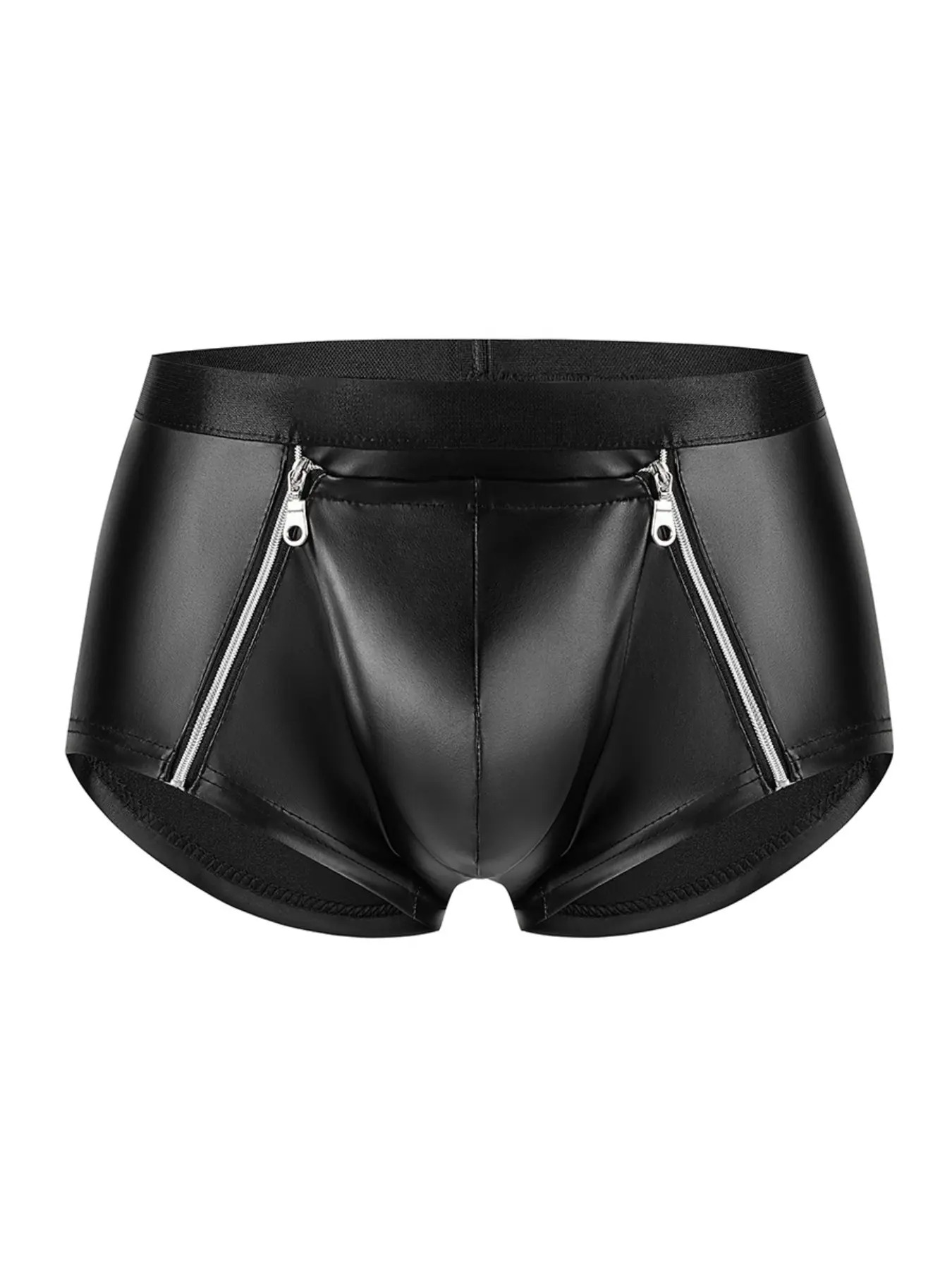 Men's Soft PU Leather Shorts, Side Zipper Sexy Boxer Briefs, All Season Briefs, Soft Comfy Brief, Comfortable and Stylish Underwear Boxers, Perfect for Daily Wear, Undergarments
