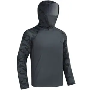 RODEEL 915 Sun Hoodie Shirts w/ Mask Neck Gaiter Men UPF 50+ UV Protection Long Sleeve Lightweight Quick Dry Moisture Wicking Breathable Cooling Athletic Activewear for Outdoor Fishing Boating Hiking Construction Roofing Framing Landscaping summervibes