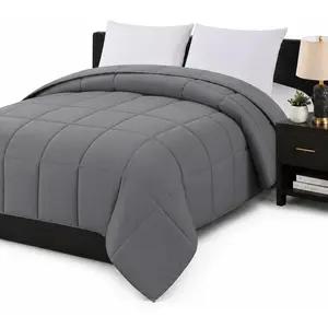 Decor  Comforter - 102x90 Ultra-Soft Down Alternative Duvet Insert with Corner Tabs & Box Stitching, Hotel Quality Plush  Microfiber, Oeko-TEX Certified - Grey