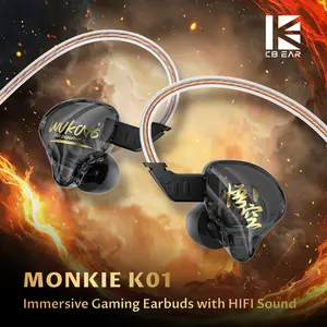KBEAR MONKIE K01 Wired Gaming Earbuds with 10mm Dynamic Driver 3.5mm Plug OFC Cable Immersive HIFI Sound Earphones - Audio