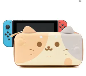 GeekShare Carrying Case Compatible with Switch 2 (2025) 7.9 Inch, Large Capacity Hard Shell Travel Case with 12 Game Card Slots for Switch 2 Console and Accessories, Tricolor Cat