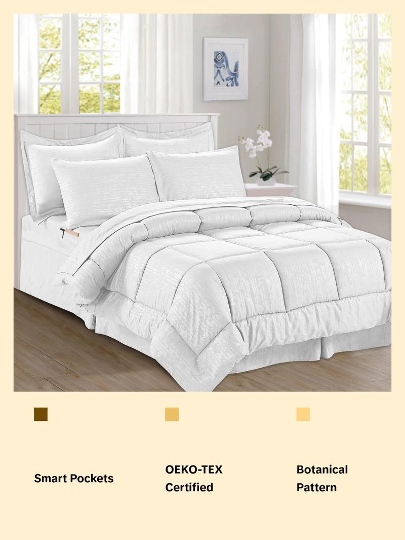 Elegant Comfort 8-Piece Bamboo Floral Comforter Set - Botanical Pattern with 4-Piece Sheet Set and Double-Sided Storage Pockets Elegant Comfort 8-Piece Bamboo Floral Comforter Set - Botanical Pattern with 4-Piece Sheet Set and Double-Sided Storage Pockets