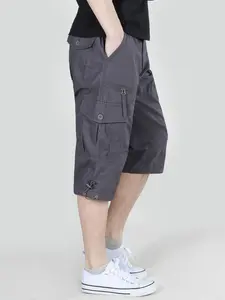 Men's Casual Seven-Quarter Pants, No Elastic Fabric, All Seasons Daily Wear, Loose Fit, Multiple Pockets, Commute & Streetwear