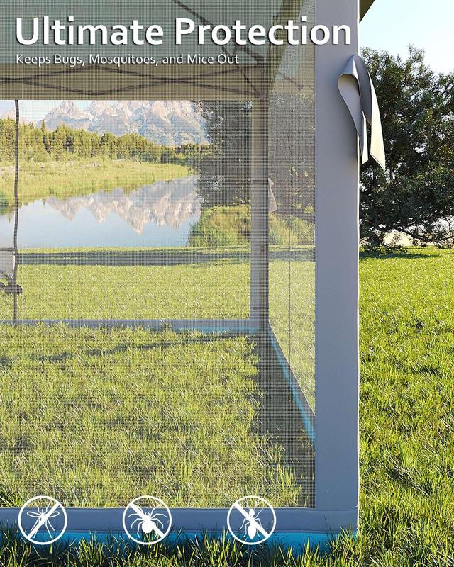 Pop Up Gazebo 12x12, Canopy Tent with Mosquito Netting, One Push Setup for Backyard Patio Garden with 4 Sand Bags- Blue