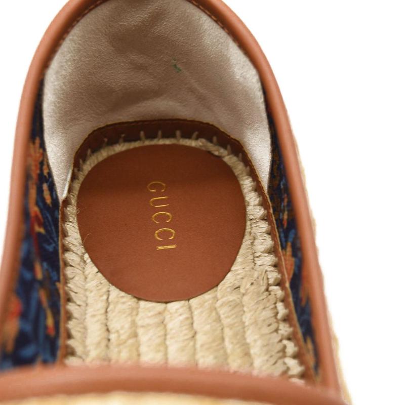 Pre-owned GUCCI Adela GG Raffia Espadrilles US 7.5