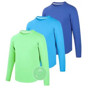 3-Pack Boys' Long Sleeve Athletic T-Shirts – Youth Activewear Dry-Fit Moisture-Wicking Crew Neck Tees, Tagless