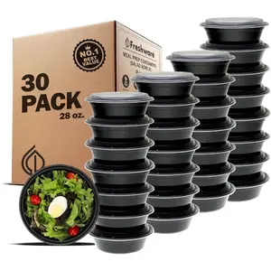Meal Prep Bowl Containers [30 Pack] Plastic Bowls with Lids For Soup,Salad, Food Storage Bento Box, BPA Free, Stackable, Lunch Boxes, Microwave/Dishwasher/Freezer Safe (28 oz)