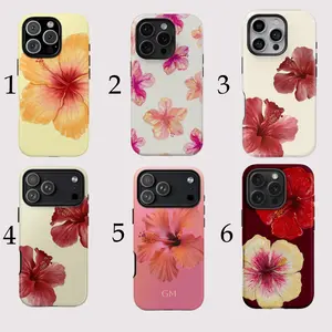 Floral Tropical Hibiscus Phone Case, Summer Hawaiian Girly Aesthetic, Trendy Stylish iPhone Case, iPhone 17 16 15 14 13 Pro Max, Samsung S25