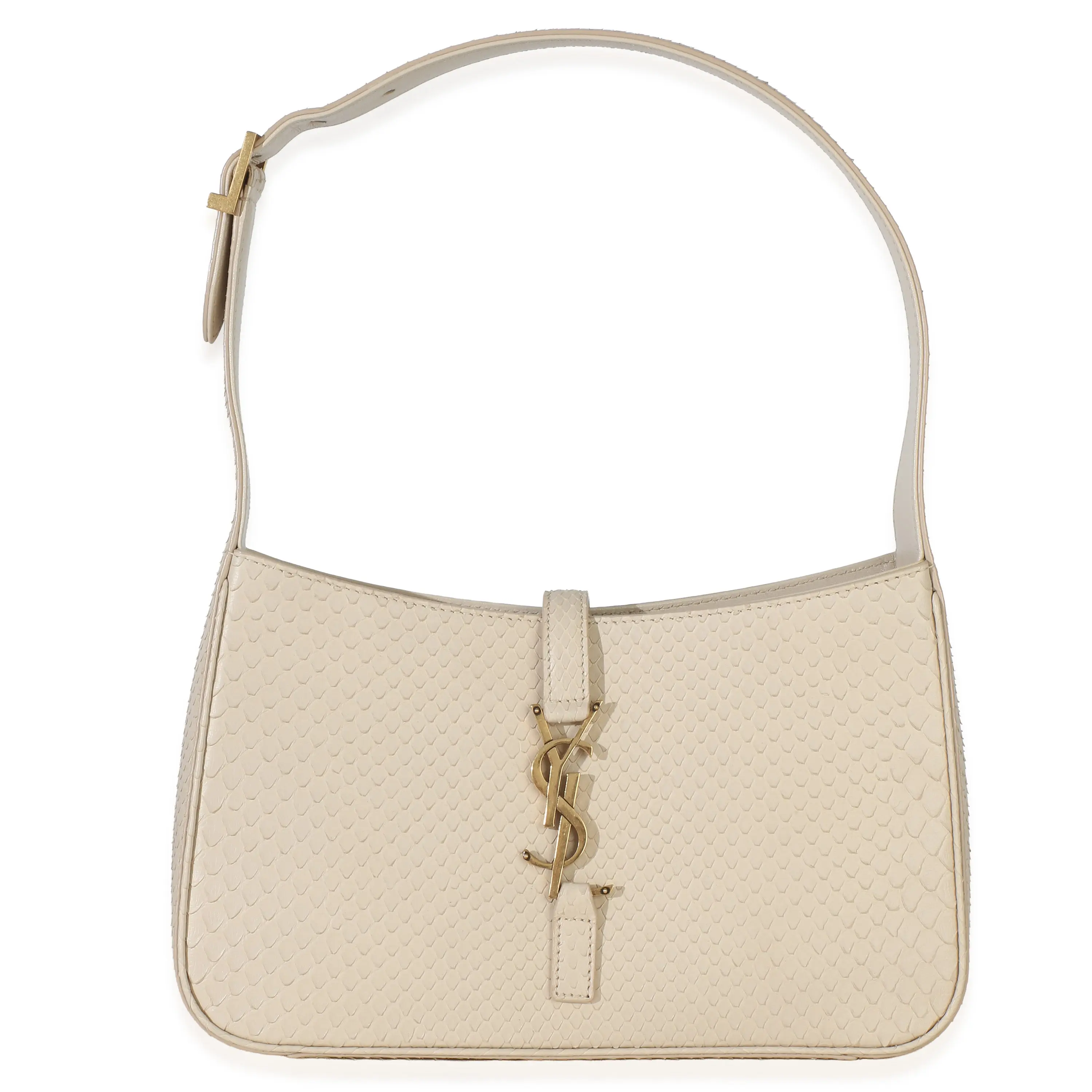 Pre-owned Exotic Clutches & Wristlets Creme Python Le 5 a 7 Hobo