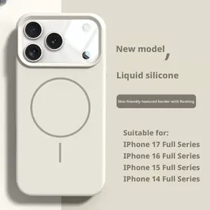 Liquid silicone thin-ring magnetic case for Apple 17 Pro Max phones, AI button camera case for iPhone 16