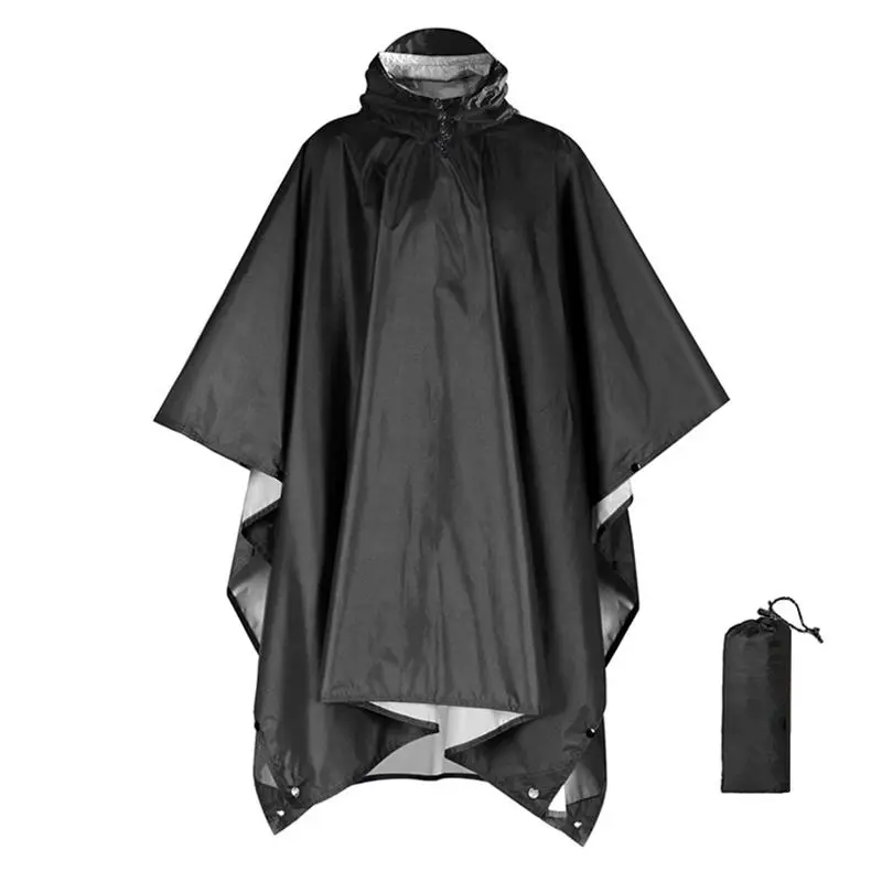 3-in-1 Military Waterproof Raincoat - Hooded Outdoor Rain Gear for Camping, Hiking & Motorcycle Riding (Convertible Rain Cover/Tent, Heavy-Duty Protection) Black Lightweight Rain Coat Rain Suit