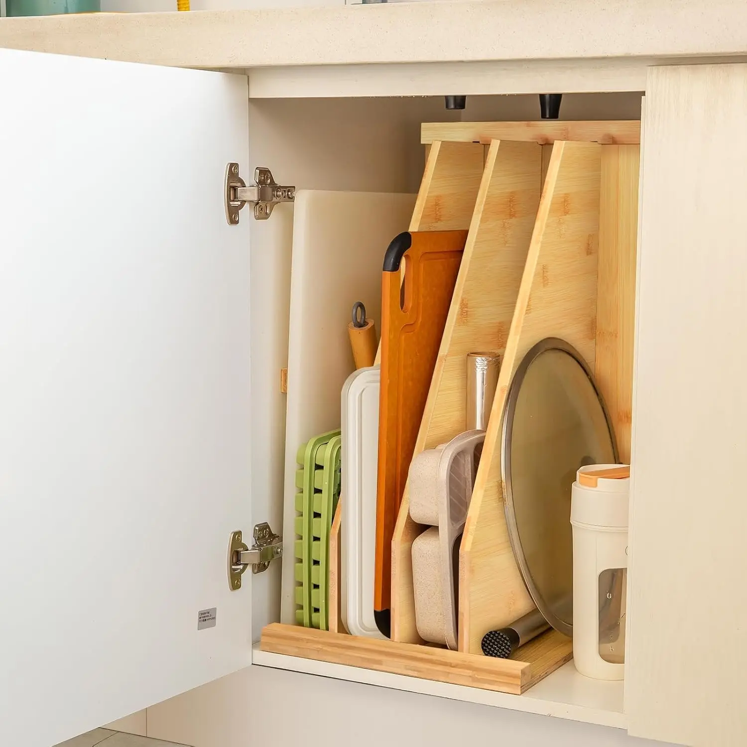 Upgrades Tray Dividers for Cabinets,15in Hx22in Dx12in W, Kitchen Cabinet Tray Divider for Pans, Lids, Pot And Pan, Cookie Sheets,Cutting Boards. with 3 Dividers,Keeping The Kitchen Organized (1)