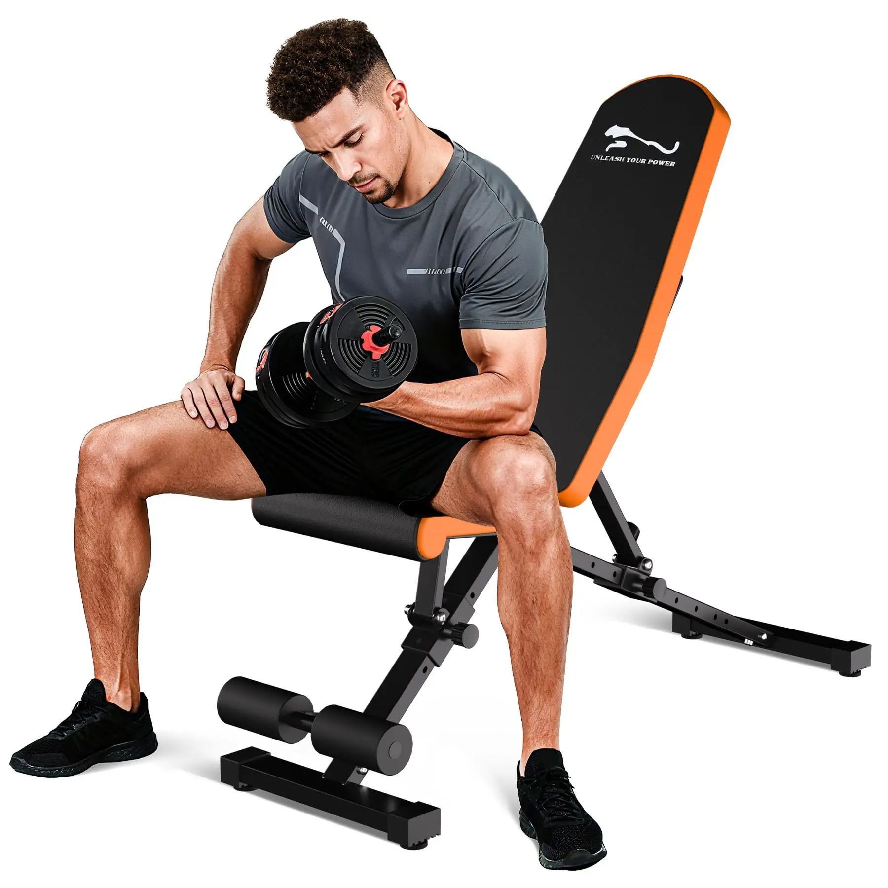 Adjustable Weight Bench, 800 LB Capacity Heavy Duty Workout Bench Press Decline/Flat/Incline for Home Gym Strength Training, Full Body Workout, Quick Fold Space Saving
