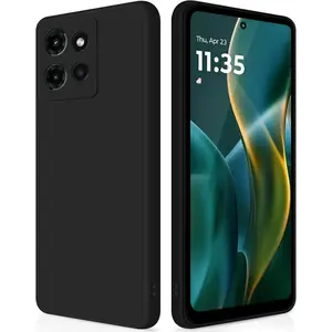 Silicone Case Compatible with Moto G 5G 2025, Full Body Silky Soft Touch Phone Case with Camera Protection, Shockproof Cover with Microfiber Lining, Black
