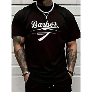 100% Cotton Shirt Black Barber Barbers Mens Hair Stylist Barbershop T-Shirt Men Shirt Casual Fabric Long Sleeve Menswear