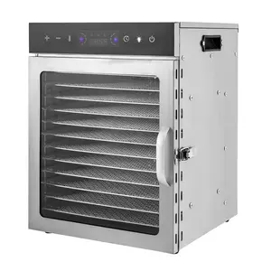 650W 12-Tray Food Dehydrator 35-90°C 1-24H Timer ≤50dB 304/201 Stainless Steel US Plug for Home Bakery Overheat Protection Easy to Clean