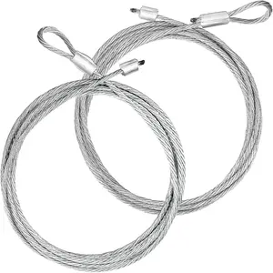 2 Pack 8 feet 6 inches Long Torsion Spring Garage Door Cable for 7 Foot Tall Garage Door, Cable Length 8.5 ft., Galvanized Steel 4/32'' (3mm)