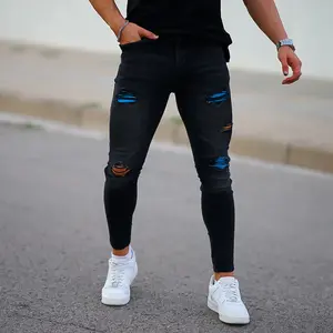 GINGTTO Men's Ripped Jeans Slim Fit Skinny Stretch Jeans Pants Black