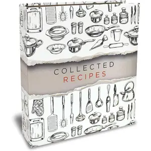 Recipe Binder, 8.5" x 9.5" 3 Ring Binder Organizer Set (with 50 Page Protectors, 100 4" x 6" Recipe Cards & 12 Category Divider Tabs) Sleek  Design